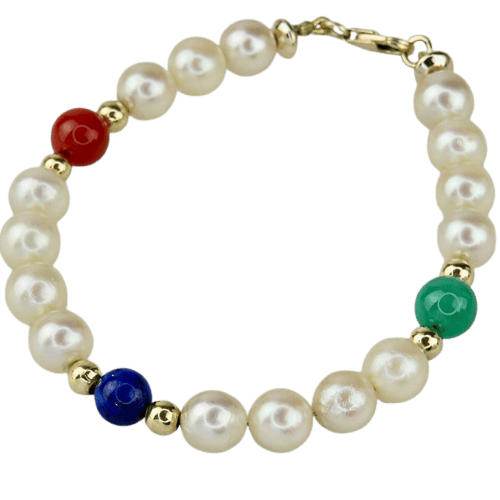 Bracelet Bracelet en or 585, perles d’eau salée et pierres de couleur 58 Facettes 2306