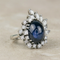 Bague 53.5 Bague en or blanc 750 avec saphir étoilé et diamants 58 Facettes 1864