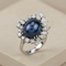 Bague 53.5 Bague en or blanc 750 avec saphir étoilé et diamants 58 Facettes 1864