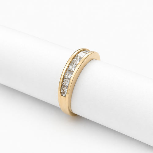 Bague 53 Demi-alliance en or jaune et diamants 58 Facettes 32182