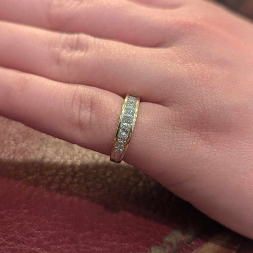 Bague 53 Demi-alliance en or jaune et diamants 58 Facettes 32182