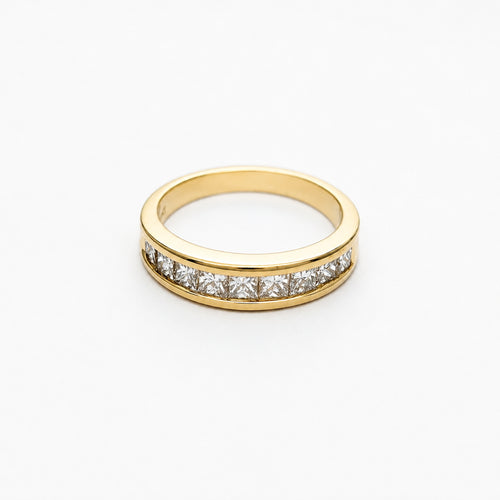 Bague 53 Demi-alliance en or jaune et diamants 58 Facettes 32182
