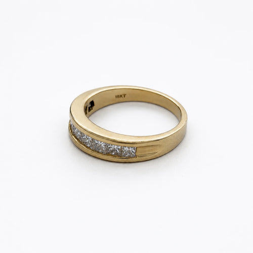 Bague 53 Demi-alliance en or jaune et diamants 58 Facettes 32182