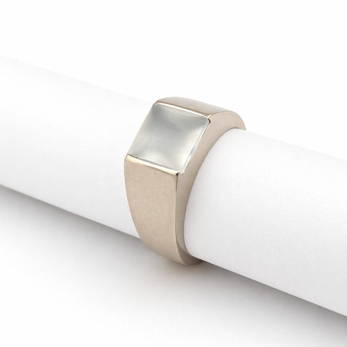 Bague 53 Cartier Tank - Bague en or blanc et pierre de lune 58 Facettes 32677