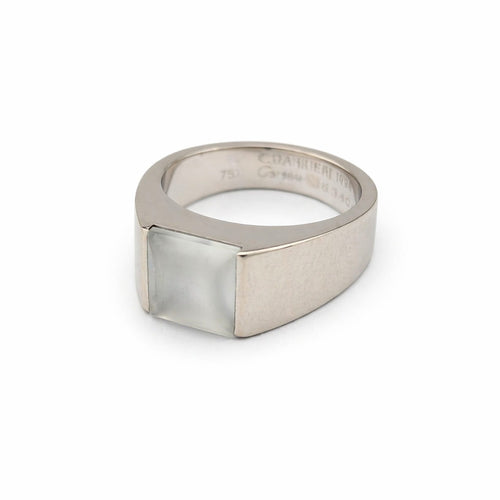 Bague 53 Cartier Tank - Bague en or blanc et pierre de lune 58 Facettes 32677