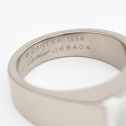 Bague 53 Cartier Tank - Bague en or blanc et pierre de lune 58 Facettes 32677
