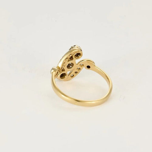 Bague 54.5 Bague ancienne en or jaune et or blanc 18K et diamants 58 Facettes LAV1851