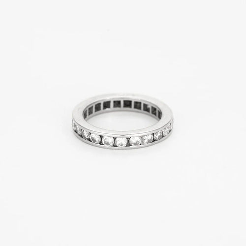 Bague 51 Alliance Américaine or blanc et diamants 58 Facettes GU185