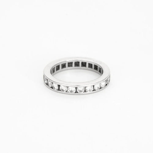 Bague 51 Alliance Américaine or blanc et diamants 58 Facettes GU185