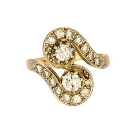 Bague 53 Bague Toi & Moi en or jaune et gris avec diamants 58 Facettes LOR3526