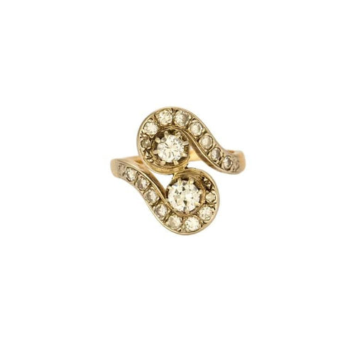 Bague 53 Bague Toi & Moi en or jaune et gris avec diamants 58 Facettes LOR3526
