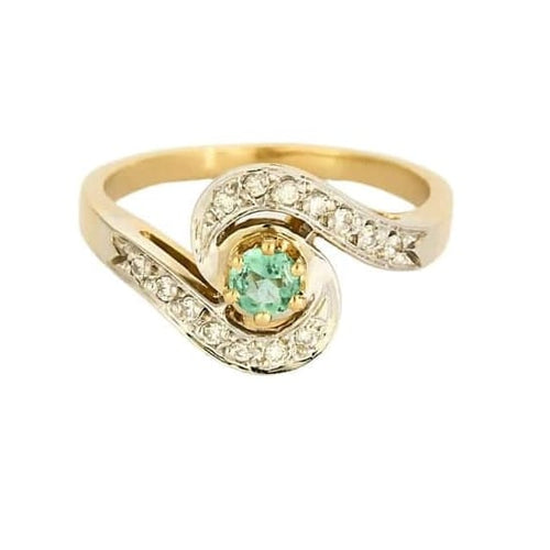 Bague 56.5 Bague en or jaune et gris 18K avec topaze et diamants 58 Facettes ROD3526