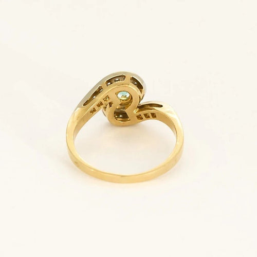 Bague 56.5 Bague en or jaune et gris 18K avec topaze et diamants 58 Facettes ROD3526