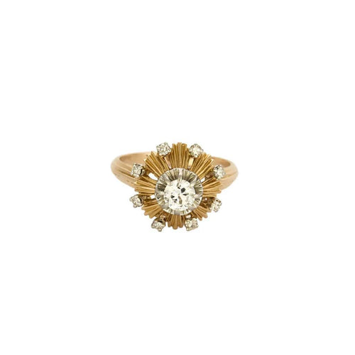Bague 51 Bague rétro en or rose, platine et diamants 58 Facettes ALE42612