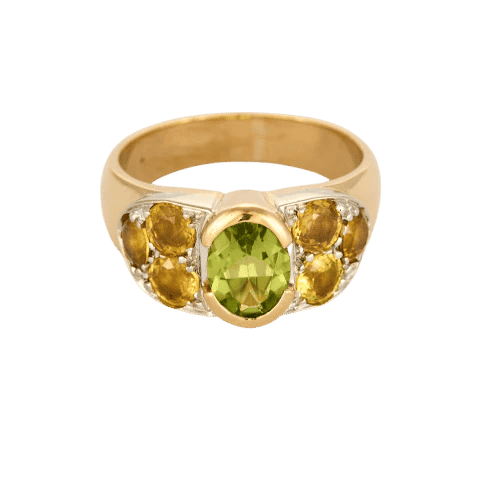 Bague 56 Bague en or jaune, péridot et citrines 58 Facettes MON0771