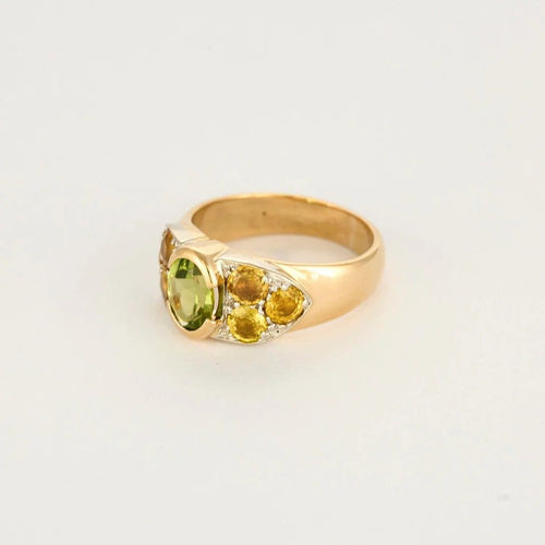 Bague 56 Bague en or jaune, péridot et citrines 58 Facettes MON0771