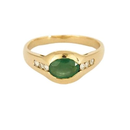 Bague 50.5 Bague en or jaune 18K avec émeraude 0,45 ct et diamants 58 Facettes COMP0989
