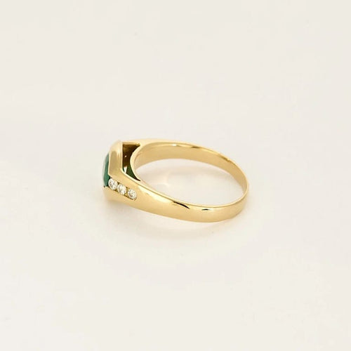 Bague 50.5 Bague en or jaune 18K avec émeraude 0,45 ct et diamants 58 Facettes COMP0989