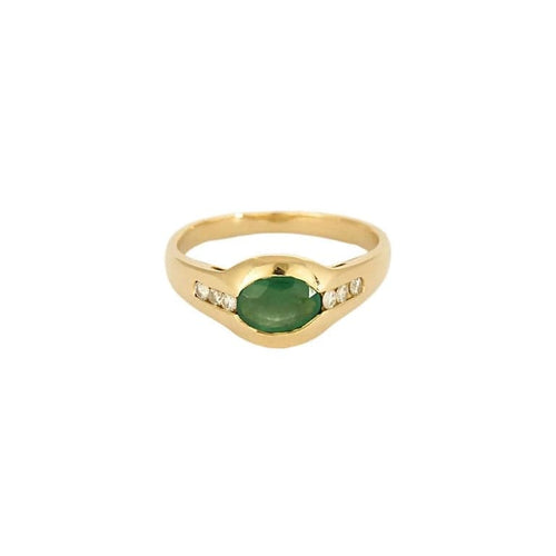 Bague 50.5 Bague en or jaune 18K avec émeraude 0,45 ct et diamants 58 Facettes COMP0989
