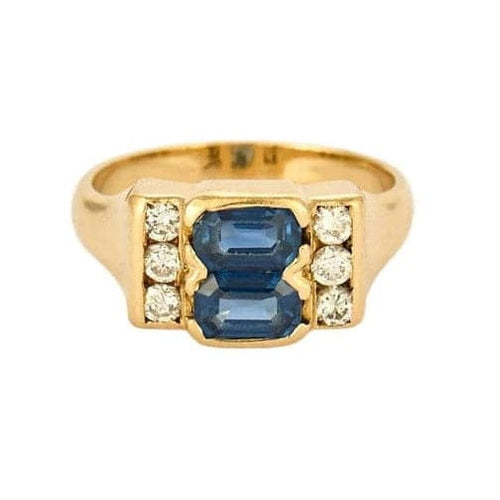 Bague 54.5 Bague en or jaune 18K avec saphirs et diamants 58 Facettes SMA0067