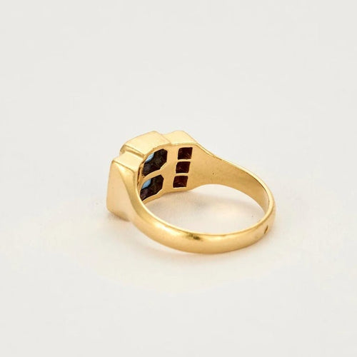 Bague 54.5 Bague en or jaune 18K avec saphirs et diamants 58 Facettes SMA0067