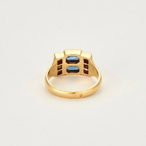 Bague 54.5 Bague en or jaune 18K avec saphirs et diamants 58 Facettes SMA0067