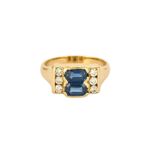 Bague 54.5 Bague en or jaune 18K avec saphirs et diamants 58 Facettes SMA0067