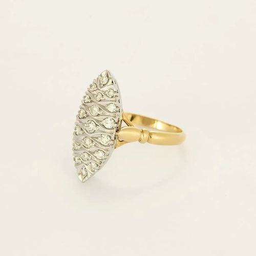 Bague 57 Bague marquise en or jaune et or blanc 18K sertie de diamants 58 Facettes MONTG0047