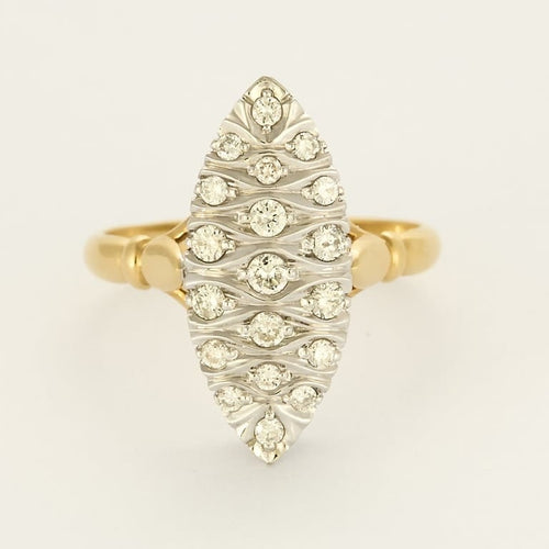 Bague 57 Bague marquise en or jaune et or blanc 18K sertie de diamants 58 Facettes MONTG0047