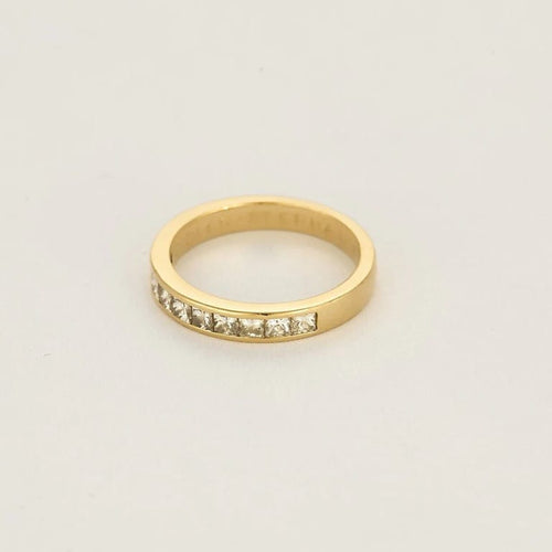Bague 53.5 Demi-alliance - Bague en or jaune 18K et diamants princesse 58 Facettes SQU3662X2