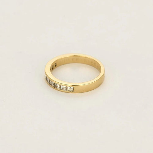 Bague 53.5 Demi-alliance - Bague en or jaune 18K et diamants princesse 58 Facettes SQU3662X2