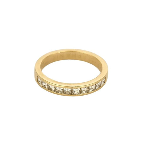 Bague 53.5 Demi-alliance - Bague en or jaune 18K et diamants princesse 58 Facettes SQU3662X2
