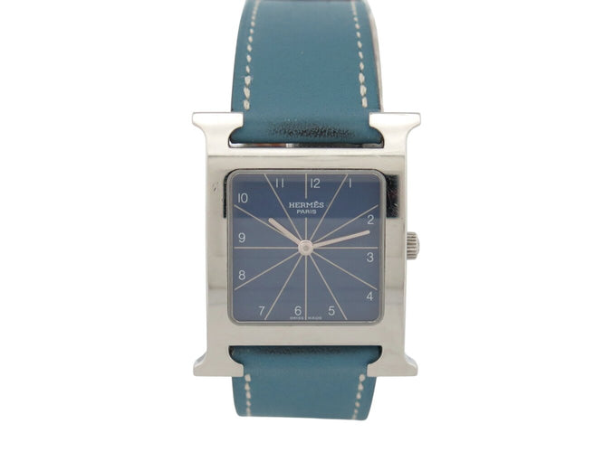 Montre Hermès Heure H GM HH1.510 - Montre quartz 34 mm en acier et cuir bleu 58 Facettes 272965