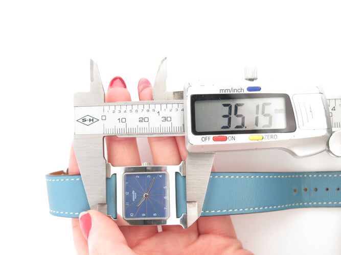 Montre Hermès Heure H GM HH1.510 - Montre quartz 34 mm en acier et cuir bleu 58 Facettes 272965