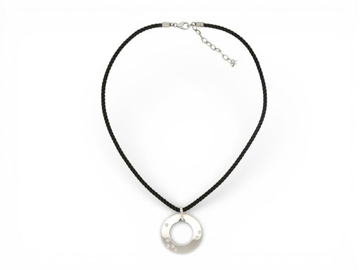 Collier collier DINH VAN pendentif cible or blanc 18k 6.3gr & diamants cordon baccarat 58 Facettes 272709