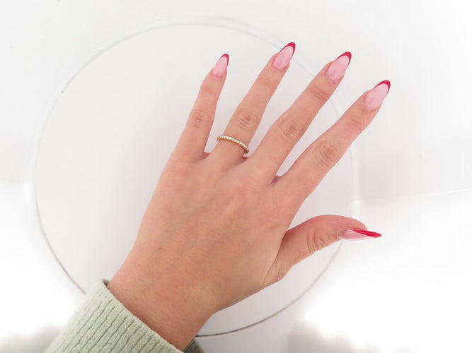 Bague 54 INEDIT - Alliance américaine en or jaune 18k et diamants 0,6 ct T54 58 Facettes 272775