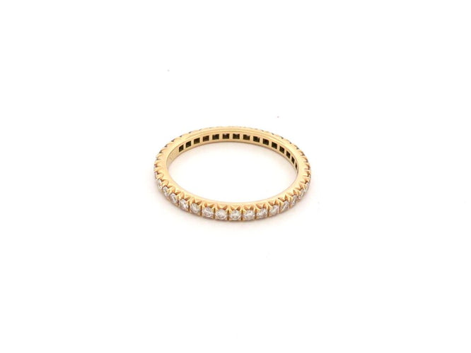 Bague 54 INEDIT - Alliance américaine en or jaune 18k et diamants 0,6 ct T54 58 Facettes 272775