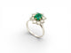 Bague 51 Bague marguerite T51 en or blanc 18k avec émeraude et diamants 58 Facettes 272543