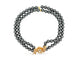 Collier Collier double rangs perles d'hématite noires en or jaune 18k et diamants 0,67 ct 58 Facettes 272071