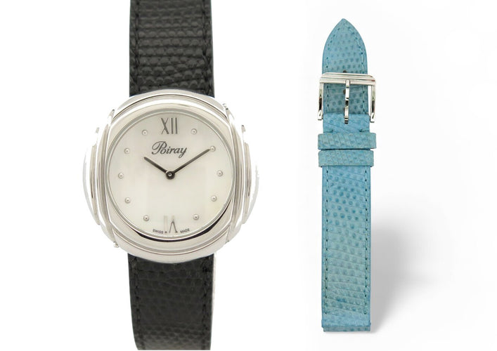 Montre Poiray Rive Droite - Montre quartz 31 mm en acier, bracelet cuir 58 Facettes 271816
