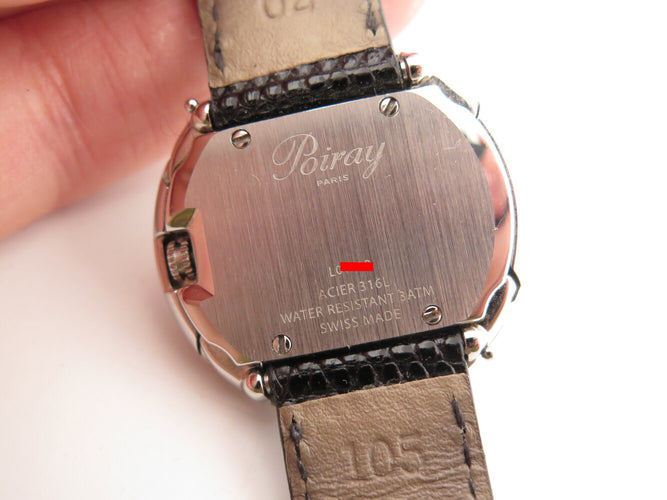 Montre Poiray Rive Droite - Montre quartz 31 mm en acier, bracelet cuir 58 Facettes 271816