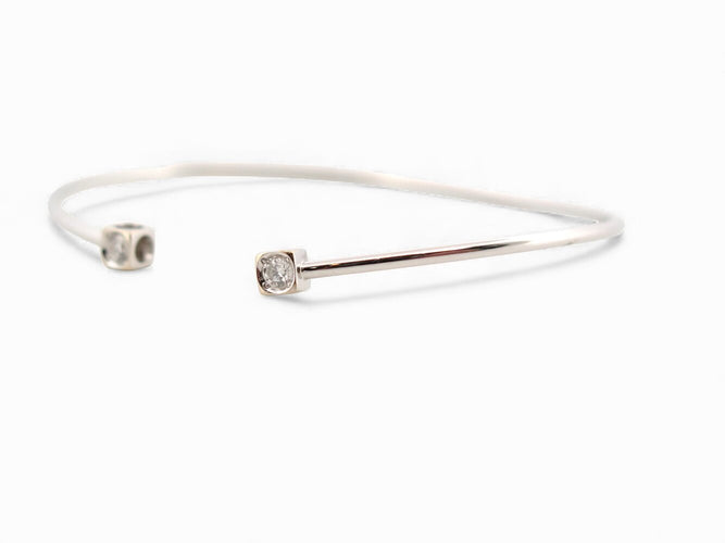 Bracelet Dinh Van Le Cube Diamant - Bracelet en or blanc 18k et diamants 58 Facettes 271714