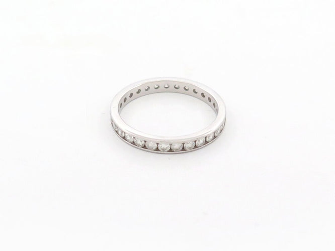 Bague 54 Alliance américaine - Bague en or blanc 18k et 34 diamants 1,1 ct, taille 54 58 Facettes 266001