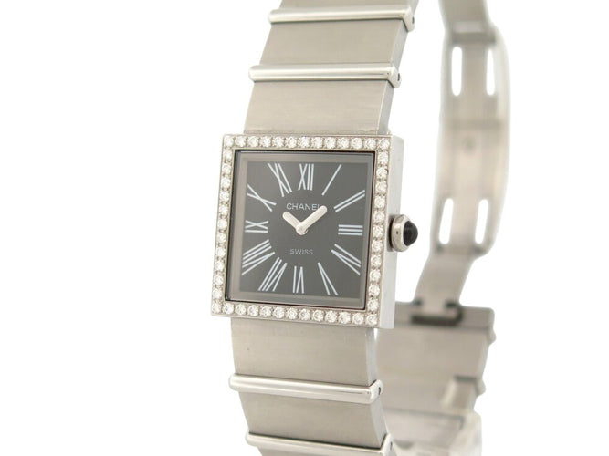 Montre Chanel Mademoiselle - Montre quartz en acier brossé et diamants 58 Facettes 267770