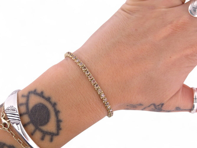Bracelet Bracelet tennis rivière - 53 diamants fancy en or jaune 14 ct 58 Facettes 268156