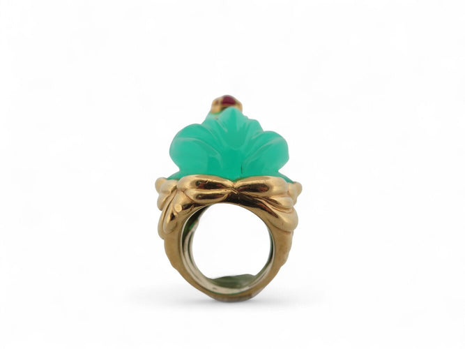 Bague 52 EVA SEGOURA - Bague Grenouille en or jaune 18k, rubis et diamants 58 Facettes 270130