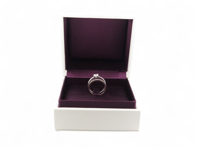 Bague 50 bague solitaire 0.63ct gia t50 or blanc 18k + alliance sertie diamant 0.1ct 58 Facettes 270398