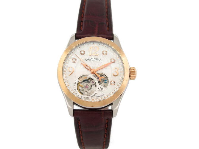 Montre Armand Nicolet LL9 - Montre femme 34 mm acier et or rose 18K diamants 58 Facettes 270559
