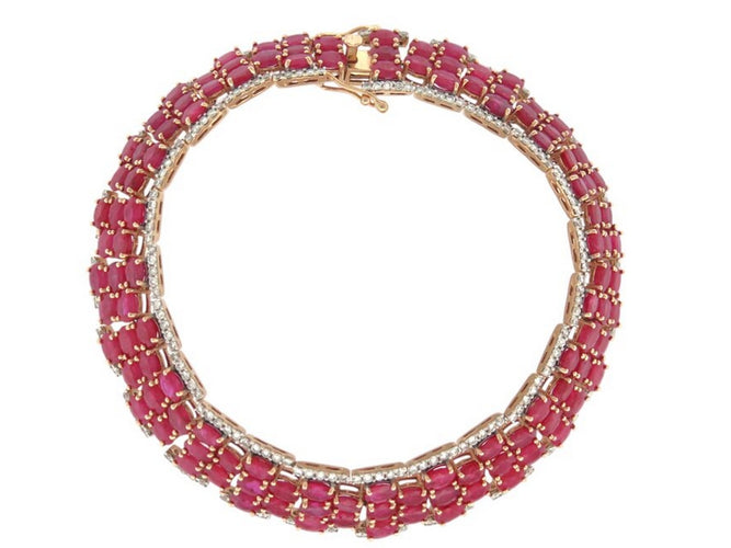 Bracelet Michael Christoff - Bracelet style tapis en or rose 14k rubis et diamants 58 Facettes 269285