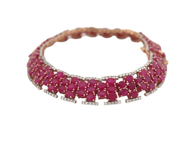 Bracelet Michael Christoff - Bracelet style tapis en or rose 14k rubis et diamants 58 Facettes 269285